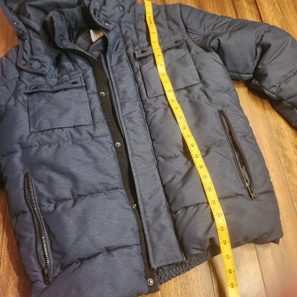 Jack & Jones Core Mens Navy Blue Hooded Puffer Jacket Coat Size M - Picture 7 of 8
